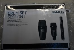 A boxed as new Harman AKG drum set session 1 microphone set.