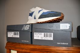 Two pairs of women's as new New Balance WS327COC trainers (UK 5.5, 6).
