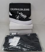 A pair of as new Calvin Klein Flatform sneakers (UK 5), Convertible EW bag (Small mark on top/