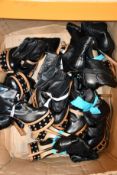 Eleven pairs of as new (Seconds) black leather/suede stud detail ankle Lungta de fancy heels (