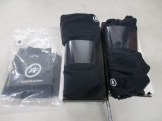A pair of as Assos Uma GT half shorts (XL), Mille GT half shorts (XXL) and a pair of Spring Fall leg