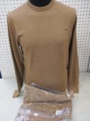 Two as new Calvin Klein superior wool crew neck sweaters in caramel (M).