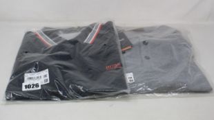 Two as new Hugo Boss polo shirts (XL, XXL) and a zip neck sweater (M).