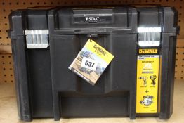 An as new DeWalt trio cased TStak compatible set to include model numbers brushless DCF887,DCS391,