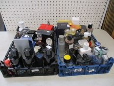 Two crates of part used eau de parfum/toilette to include Hugo Boss, Christian Dior, Jean Paul