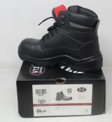 Three pairs of as new V12 Footwear metal free Derby work boots (1 x UK 6, 2 x UK 13).