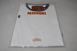An as new Missoni print crew neck T-shirt in white (M - RRP £160).