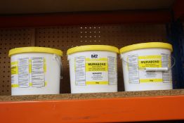 Three tubs of Murabond Sealed Surface Adhesive (5kg each).