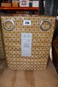 A pair of as new John Lewis & Partners Rona weave ochre eyelet curtains (RRP £180.00).