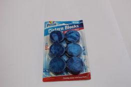 A quantity of Ocean Prism cleans and freshens cistern blocks.