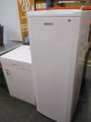 A pre-owned Beko tall freezer together with a Curry's domestic dishwasher (CDW60W18).