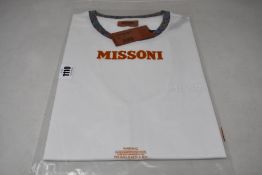 An as new Missoni print crew neck T-shirt in white (M - RRP £160).