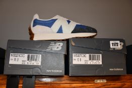 Two pairs of women's as new New Balance WS327COC trainers (UK 6.5, 8).