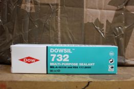 Nine boxes of Dow Dowsil 732 silicone sealants (Ten items per box).