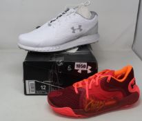 A pair of as new Under Armour Hovr Show SL EW golf shoes (UK 11) and women's Spawn 2 trainers (UK