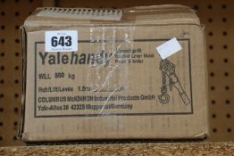 A Yale 'Handy' 500kg Ratchet Leverhoist 1.5 - 6m.