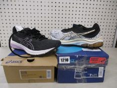 Two pairs of women's as new Asics trainers; GT-800 (UK 4) and Gel-Pulse 11 SPS (UK 5.5).