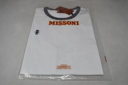 An as new Missoni print crew neck T-shirt in white (S - RRP £160).
