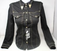 An as new Versace Couture black denim shirt with detailing (TG 40 - RRP €349).