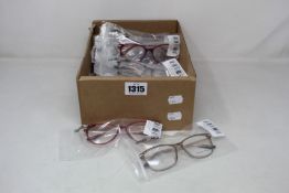 Twenty pairs of assorted as new Cocoa Mint glasses frames.