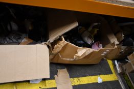 Three boxes of assorted used/worn branded/unbranded shoes.