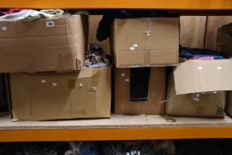 Seven boxes of pre-owned clothing and related items.