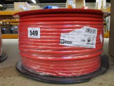 A roll of Prysmian FP200 Gold 2 Core 1.5mm Red Fire Alarm Cable (100m).
