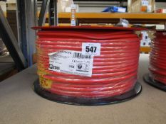 A roll of Prysmian FP200 Gold 2 Core 1.5mm Red Fire Alarm Cable (100m).