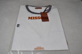 An as new Missoni print crew neck T-shirt in white (L - RRP £160).