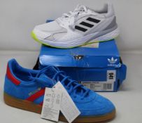Three pairs of as new Adidas trainers; Response Run (UK 7) and two pairs of Handball Spezial (UK