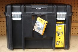 An as new DeWalt trio cased TStak compatible set to include model numbers brushless DCH283,DCS331,