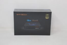 Five boxed as new GT Media G2 Android 2G + 16G 4K ultra HD smart TV box.