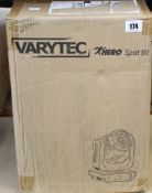 A boxed Varytec Hero Spot 90 with LED spot moving head (Item number 449224).