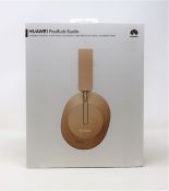 A pre-owned pair of Huawei FreeBuds Studio Over Ear Bluetooth Headphones in Gold with storage