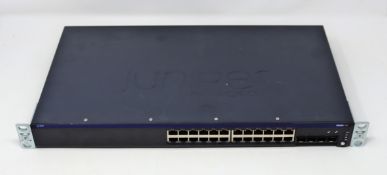 COLLECTION ONLY - Two Juniper Networks EX2200 24-port managed switch units in black/blue (units