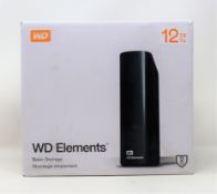 A boxed as new WD Elements 12TB External Hard Drive (Box sealed).