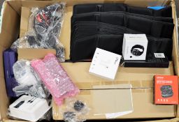 COLLECTION ONLY: A box of assorted small electrical items and accessories (All items sold as seen).