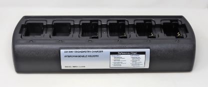 A boxed as new unbranded six way trichemistry charger with interchangeable holders in black (PN: