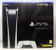 A boxed as new Sony PlayStation 5 825GB Digital Edition Console in White (EU8 CFI-1016B 01Y 220-240V