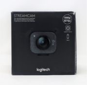 A boxed as new Logitech StreamCam Webcam in Graphite (Box sealed, damaged box).