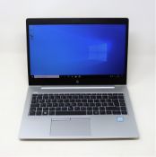 A pre-owned HP EliteBook 840 G5 laptop with i7-8550U CPU, 8GB RAM and 256GB SSD in silver (charger