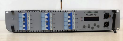 DAMAGED - A boxed Stairville D1210 rack-mountable electronic dimmerpack in grey (damage to outer