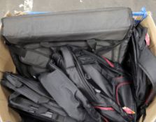 COLLECTION ONLY: A boxed of assorted pre-owned laptop bags and an iMac storage bag.