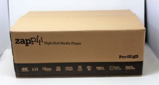 A boxed as new Zappiti PRO 4K HDR Media Player (M/N: ZAP011) (Box opened, some damage to box).