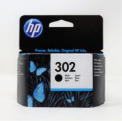 Six boxed as new HP 302 Black Ink Cartridges (P/N: F6U66AE UUS) (EXP: March 2023).