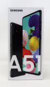 A boxed as new Samsung Galaxy A51 SM-A515F/DSN 128GB Dual Sim in Prism Crush Black (Box sealed. EU
