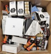COLLECTION ONLY: A box of assorted as new vaping items and e-liquids (Over 18's only).