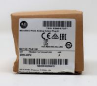 A boxed as new Allen-Bradley Micro800 2 Point Analog Output Plug-In (CAT: 2080-OF4 A) (Box sealed).