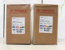 Four boxed as new Canon UV curable ink refills for Arizona printing systems (2x Light Cyan) (2x