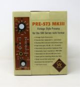 A boxed as new Golden Age PRE-573 MKIII Vintage Style Preamp for the 500 series rack format.